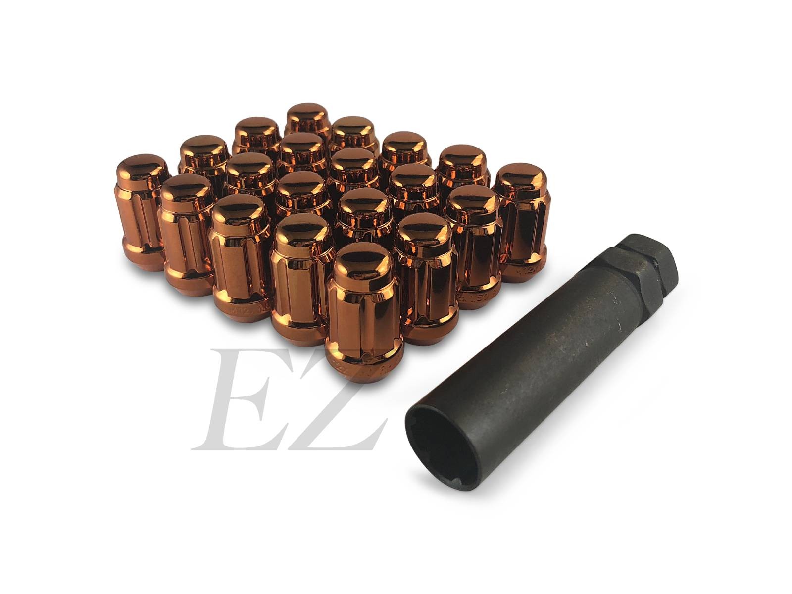 EZAccessory 20pc Red Spline Drive Tuner Lug Nuts - 1/2" Thread - Fits Ford Mustang, Explorer